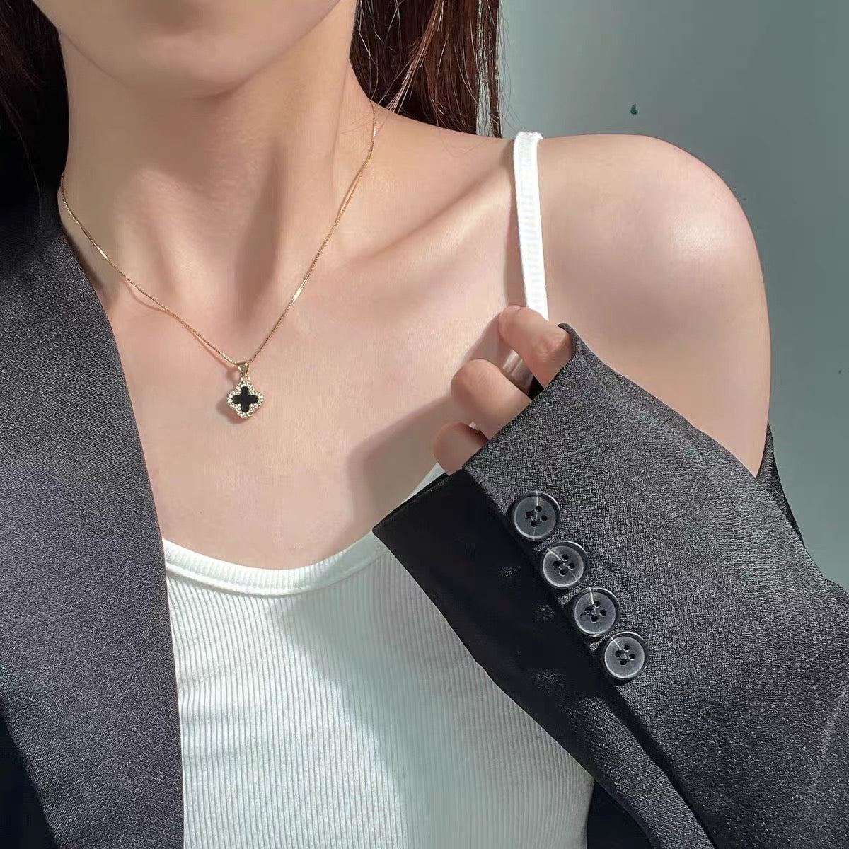 LAST DAY SALE - 80% OFF🔥Lymphatic Magnetic Therapy Hematite Four-leaf Clover Necklace🍀